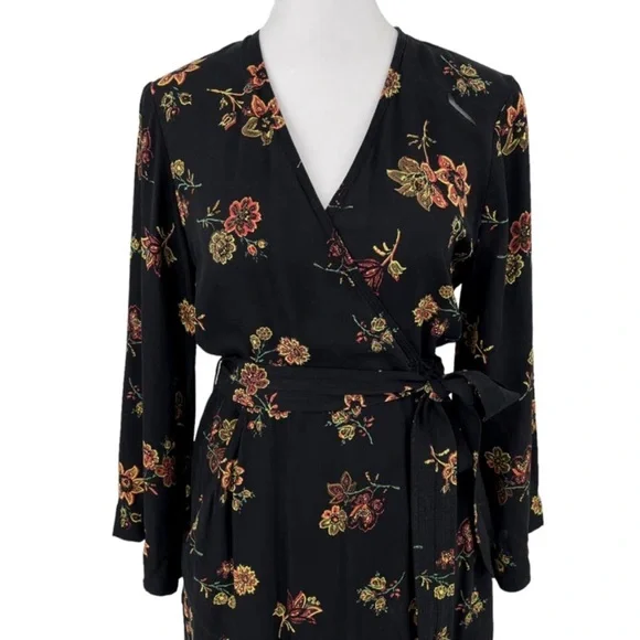 A.L.C. Wilma Wrap Short Dress in Black Floral - Picture 6 of 8
